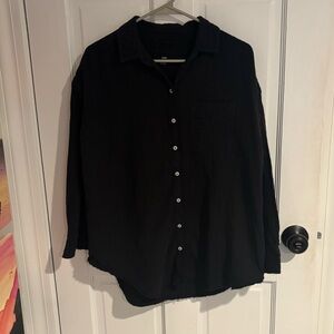 Aerie oversized button up linen-like top